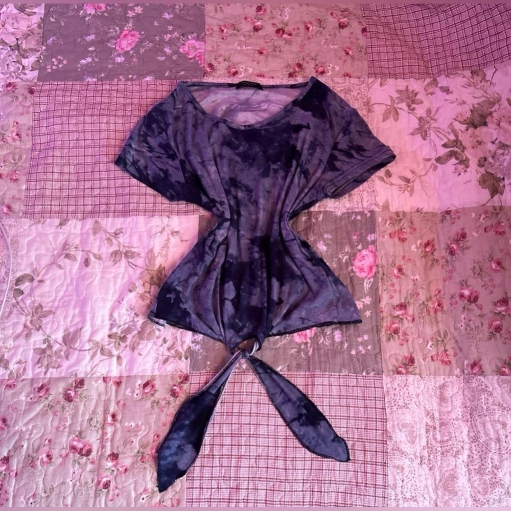Dark Blue-Gray Tie Dye Top